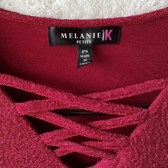 Melani K Petite Women's Burgundy Blouse (Antinio Melani collection) - Picture 2 of 5